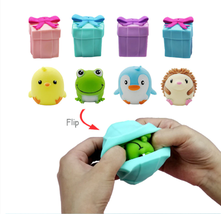 Fidget Toys Flip Gift Box Cute Pet Pinch Animal Silicone Toy Expression ... - $7.91