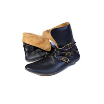 VTG Handmade Mens Boots Size 14 Black Leather Mens EU 48 Medieval Renais... - £109.34 GBP