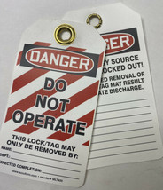 Danger Tags - “Do Not Operate&quot; Lock Out Tag With Eyelet (Pkg of 25) Plastic - £18.32 GBP