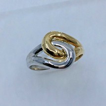 Women&#39;s Italian Shapely Crisscross Ring 14k Bi-color Gold Lustrous Width 13.6 mm - £357.58 GBP