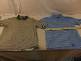 2 Mens Nike Golf Blue White Striped Large / Green White Large Polo Shirts - $30.61