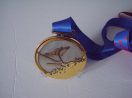 1994 Norway Lillehammer Olympic&#39; Gold&#39; Medal with Silk Ribbons, Stands/P... - $49.00