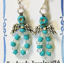 Skull Candy Turquoise Howlite &amp; Glass Bead Earrings by Araina Sparkles #26 - £7.67 GBP