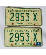 PAIR OF 1974 Ohio Vintage License Plate Weathered Rat Rod Man Cave 2953 X - $24.18