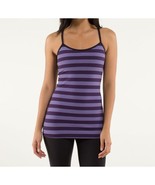 Lululemon Power Y Tank Purple Stripe Racerback Built-In Bra Yoga Top App... - $34.95