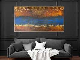 Original Abstract Landscape Paintings On Canvas Textured Countryside | S... - £468.62 GBP