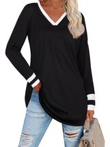 Black V Neck Long Sleeve Tee Women Plus Size S Lightweight Jersey Top - $100.33 MXN Black V Neck Long Sleeve Tee Women Plus Size S Lightweight Jersey Top - $100.33 MXN