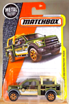 2016 Matchbox 47/125 Construction '15 Ford F-150 Contractor Truck Drk Green w6Sp - $10.00