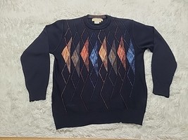 Norm Thompson M Sweater Geometric Triangles Men’s Wool Blend Multicolore... - $10.75