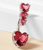 Red Heart Belly Bar / Belly Ring - Body Piercing Jewellery - - £9.50 GBP