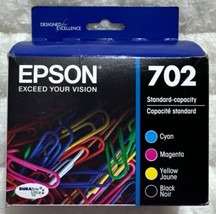 Epson 702 Black Cyan Magenta Yellow Ink Set T702120-BCS OEM Sealed Retail Box - $44.98