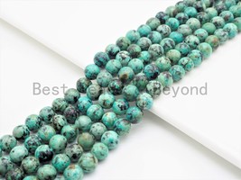 Quality Natural Green African Turquoise Round Smooth Beads, 6mm/8mm beads - $10.00+