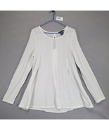 Chelsea &amp; Theodore Womens L Open Waffle Knit Ivory Long Sleeve Peplum To... - $28.91 CAD