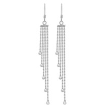 Cascading Multi Tiered Beaded Chain Drop Sterling Silver Dangle Earrings - £15.23 GBP