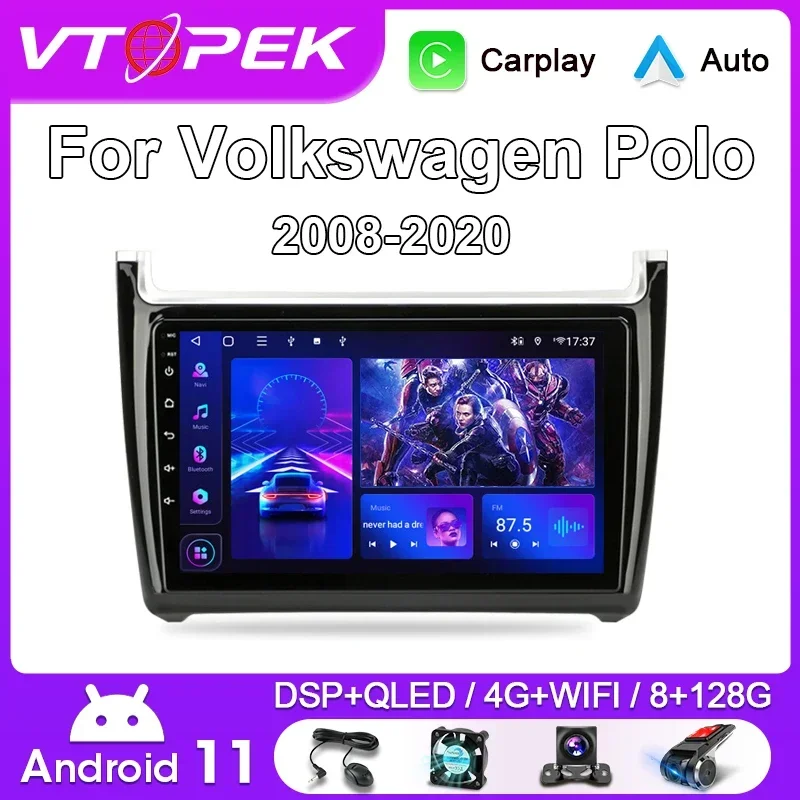 Vtopek 2 Din Android 9&quot; Car Radio Multimedia Auto Navigation for Volkswagen VW - £87.56 GBP+