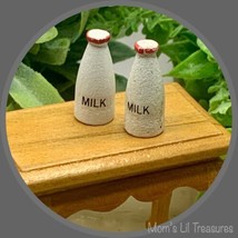 Dollhouse Miniature Wood Painted Milk Bottles Vintage - £3.91 GBP