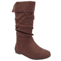 Journee Collection Women Slouch Riding Boots Size US 6 Brown Faux Suede - £19.50 GBP