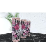 Sugar Skull with Roses 20oz Skinny Tumbler - £11.58 GBP