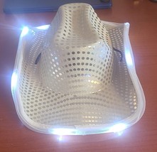 Light-up Cowboy Western Hat Silver (Lg) New With LED Lights Cream - $18.99