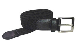 4001 1.5&quot; Wide Black Elastic Braided Stretch Golf Belt For Men - £9.38 GBP+