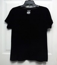 New St Johns Bay PM Womens Black 100% Cotton Cap Sleeve Stretch Top Blou... - $13.95