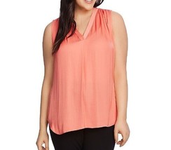Vince Camuto Womens XL Bright Coral Shirred Sleeveless Top NWT F61 - £23.42 GBP