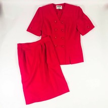 Kasper For ASL Double Breasted 2 Piece Short Sleeve Suit Red Wms 6--8 - $464.39 MXN