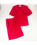 Kasper For ASL Double Breasted 2 Piece Short Sleeve Suit Red Wms 6--8 - $462.19 MXN