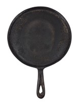 Antique Cast Iron Griddle Skillet 11in Diameter Heat Ring Marked 6 Handle - £39.76 GBP