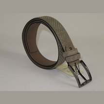 Mens Genuine Basket weave Suede Soft Leather Belt PIERO ROSSI Turkey # 1002 Gray image 4