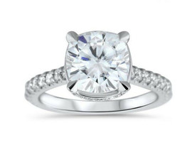 2.72Ct Cushion Cut Simulated Diamond Wedding Engagement Ring 14K White Gold - £202.80 GBP