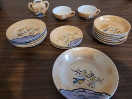Vintage Lusterware bluebird Childs Tea Set 19 pieces - £12.13 GBP