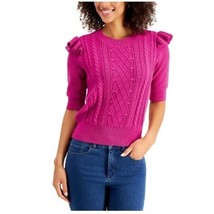 Charter Club Women XL Berry Pink Ruffle Shoulder Elbow Sleeve Sweater NW... - $34.29