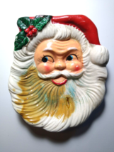 Santa Clause Christmas Soap Dish Head Face Ceramic Plate Japan Kitsch Vi... - $9.71