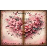 Printable Junk Journal Heart Flowers Pink Grungy Crafting Butterfly Jour... - £2.32 GBP