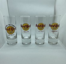 Lot of 4 Hard Rock Cafe 4 Inch Shot Glasses Las Vegas, Dallas, Atlanta, ... - $9.28