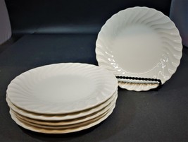 Sheffield BONE WHITE Porcelain Fine China 6 3/4” Bread Plate Set of 6 Swirl - $39.59