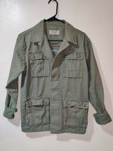 Anthro Ecote Women&#39;s XS Field Jacket Military Green Pockets Buttons Embr... - $23.95