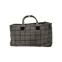 Mark &amp; Graham WINDOWPANE WOOL OVERNIGHTER Duffle Plaid Bag Monogram S - $193.05