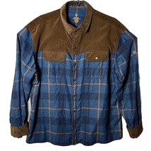 Kuhl  XXL Blue Brown Plaid Flannel Corduroy Snap Up Country Cowboy Shirt - £42.97 GBP