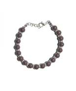 Brown Glass Bead Bracelet with Crystal Rhinestone Spacers and Lobster Clasp - €5,10 EUR