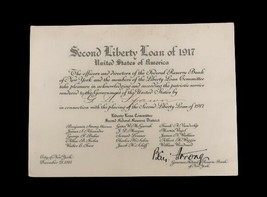 Antique WW I 2nd Liberty Loan Federal Reserve Bank NY Ephemera 1917 Homefront - £102.25 GBP