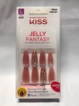 Kiss Jelly Fantasy KGFJ01 On Trend Translucent 28 Nails Smooth Finish Long - £7.29 GBP