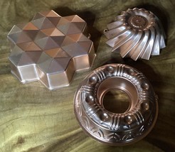 3 Vintage Copper Jello Molds ~ Kitchen Decor - $14.50