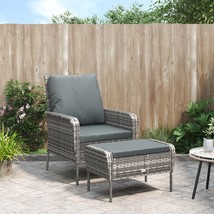  Garden Chair With Footstool Grey PE rattan Medium Durable - $281.49