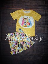 NEW Boutique Princess Cinderella Belle Snow White Ariel Girls Shorts Outfit 2T - £11.98 GBP