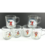 Mickey Mouse Anchor Hocking Lot of 6 Clear Glass Coffee Mugs Cups 1937 1... - $60.90 CAD