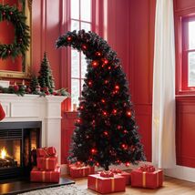 6FT Black Pre-Lit LED Whimsical Curved Christmas Tree, 900 Tips - $283.43 CAD