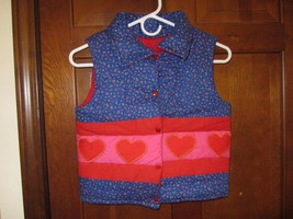 Quilted Hearts Girls Vest Size 10 Quiltworks by Deborah Hollingworth Red Blue - £9.33 GBP