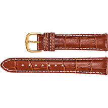 Mens 20 mm Regular Tan Leather Alligator Grain Heavy Padded Watch Strap Band  - £35.19 GBP